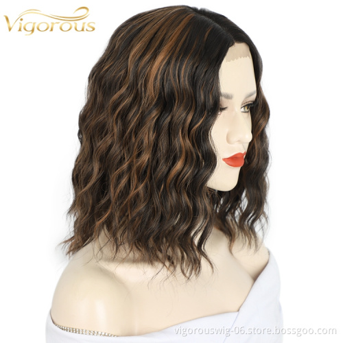 Vigorous Heat Resistant Futura Silk Short Bob For Black Women Wholesale High Temperature Synthetic Wigs Lace Front